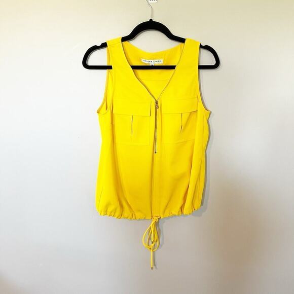 Trina Turk 'Karmandy' Zipper-Front Sleeveless Top, Buttercup size medium - Picture 1 of 11